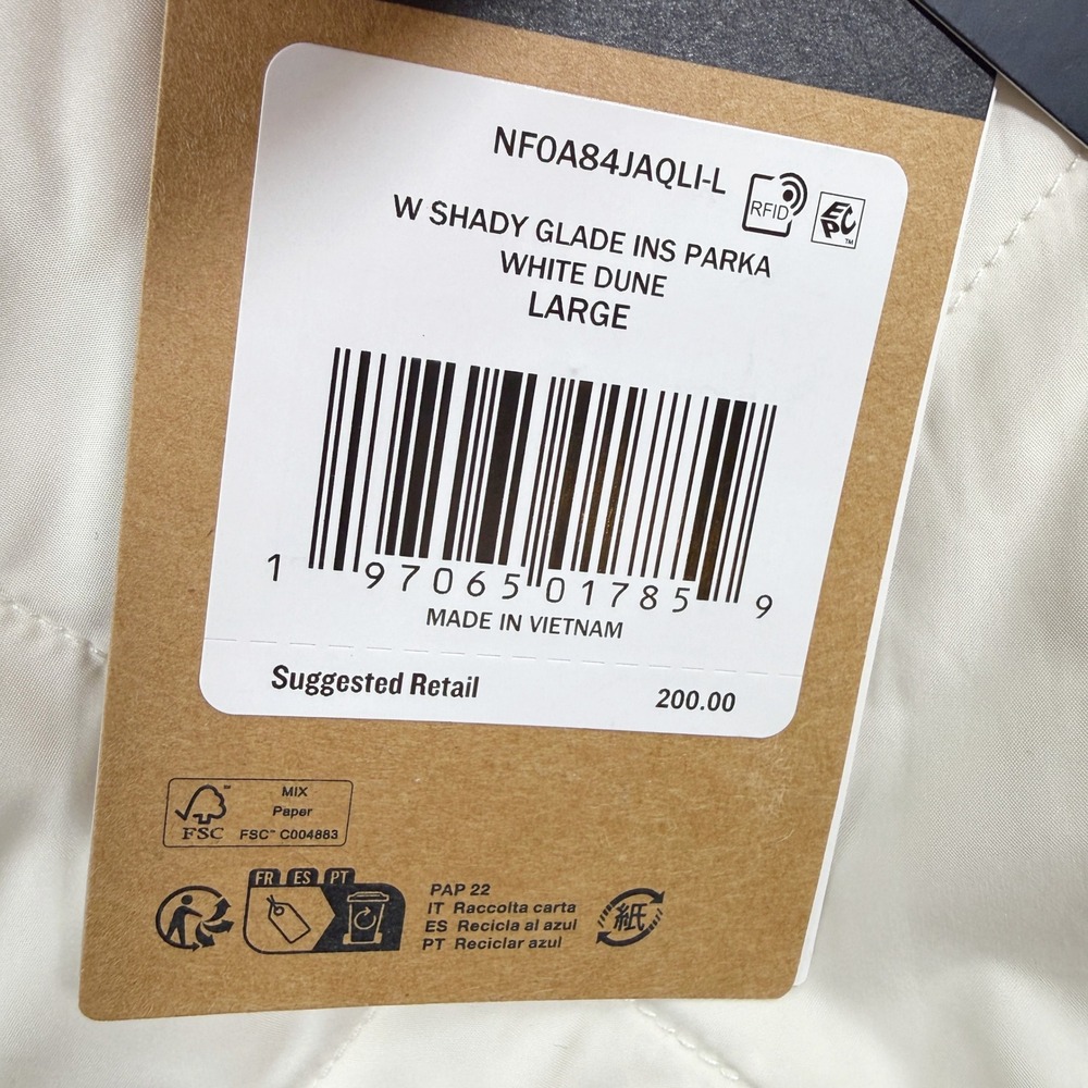 The North Face Shady Glade Parka Shearling Size L Womens White Dune NEW - Picture 4 of 9